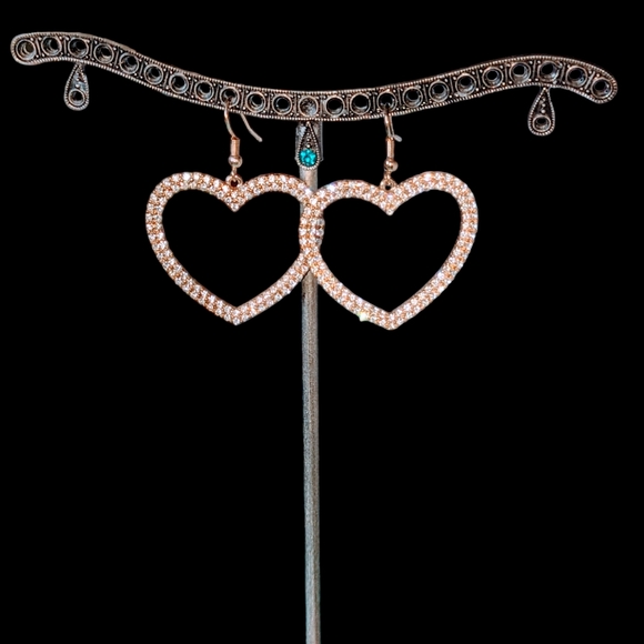 Sparkling Heart shaped CZ Earrings - Picture 10 of 15
